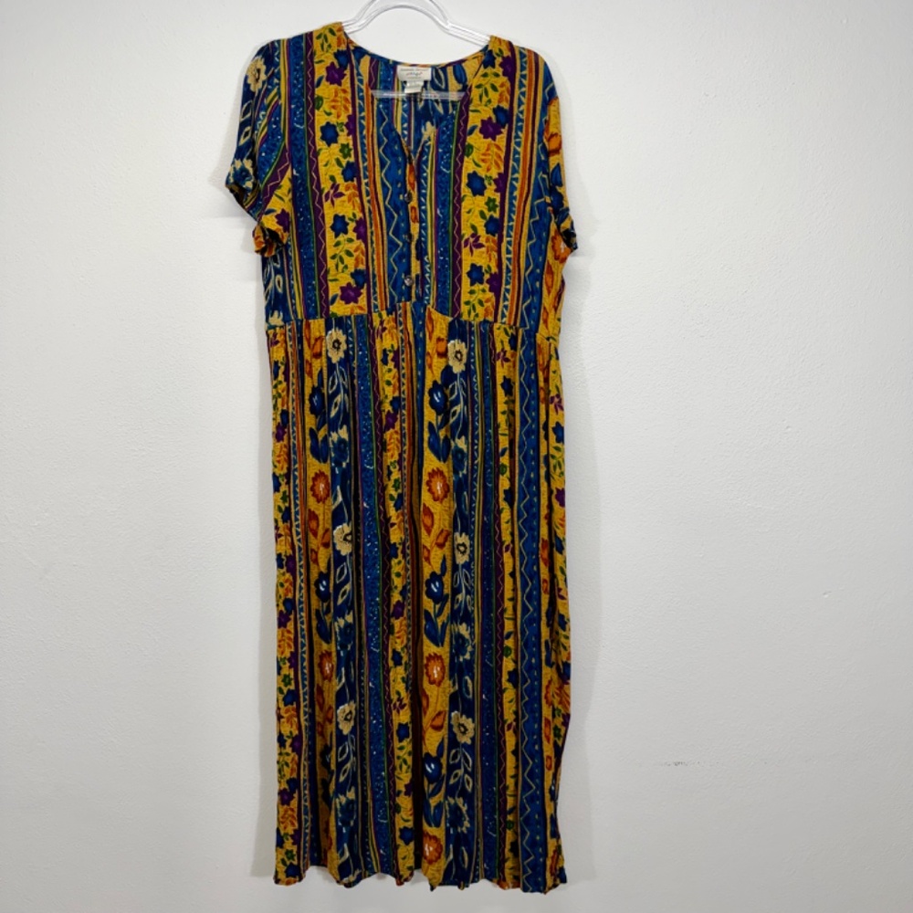 Amanda Stewart Vintage Gauze Boho Artsy 90s Whimsical Babydoll Maxi Dress Size L